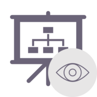 pictogram showing presentation and eye icon